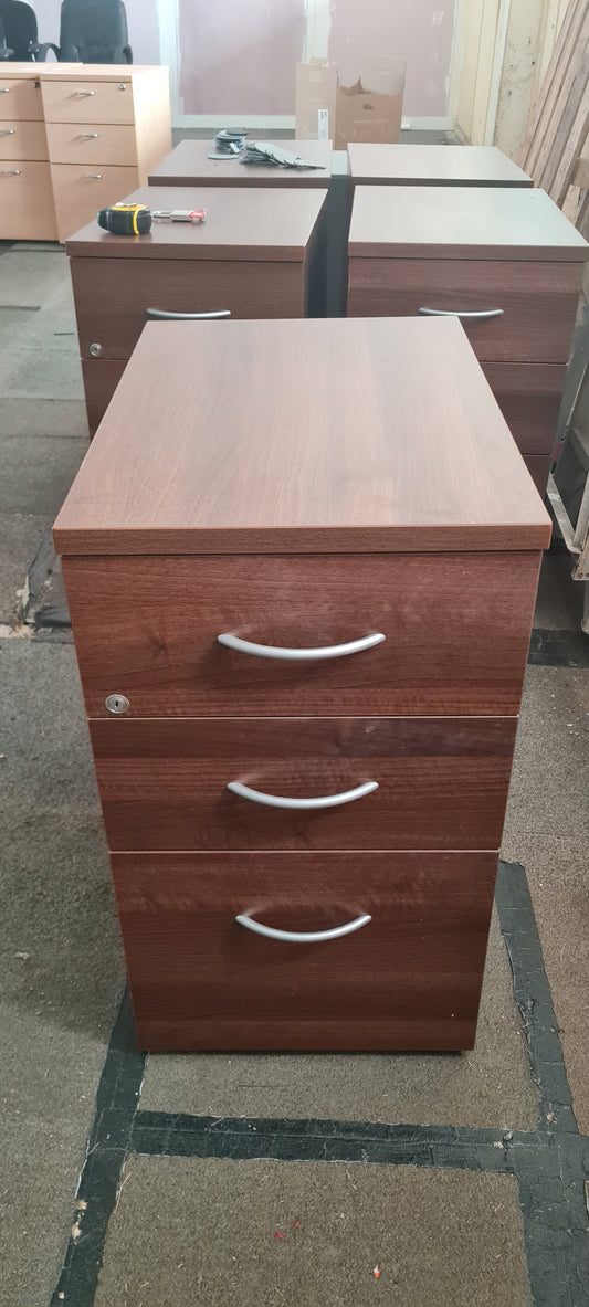 Brown wooden pedestal 3 drawers