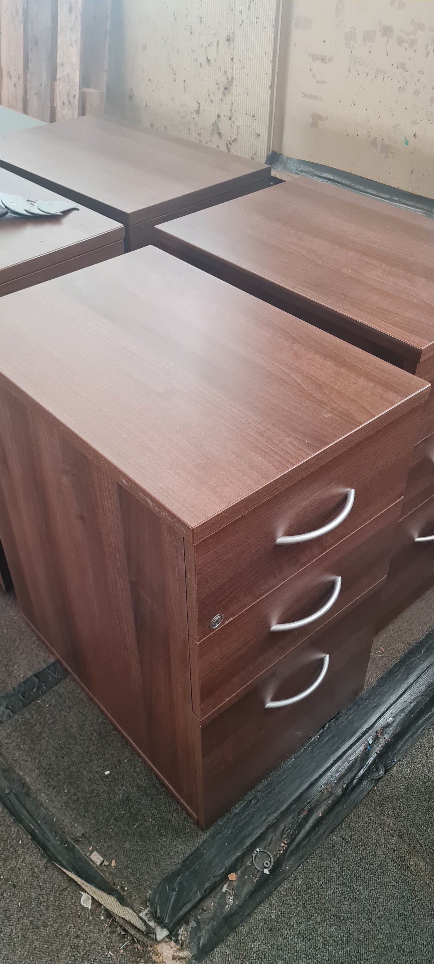 Brown wooden pedestal 3 drawers