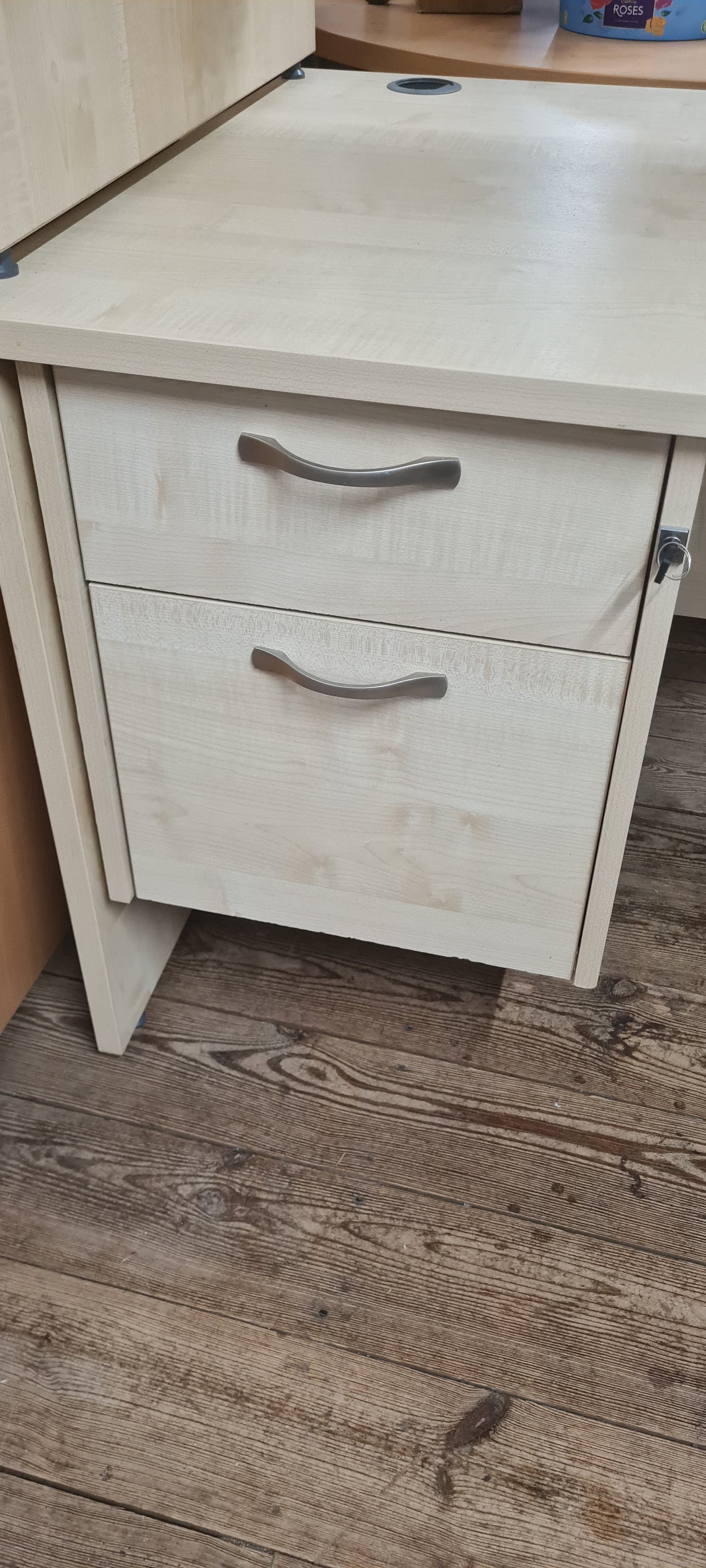 Desk, wooden, straight with pedestal, 120cm x 80cm