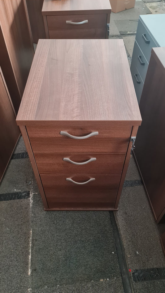 Brown wooden pedestal 3 drawers