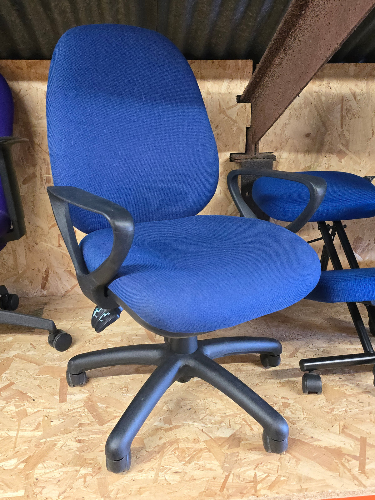 Blue Office Chair Fixed Arms