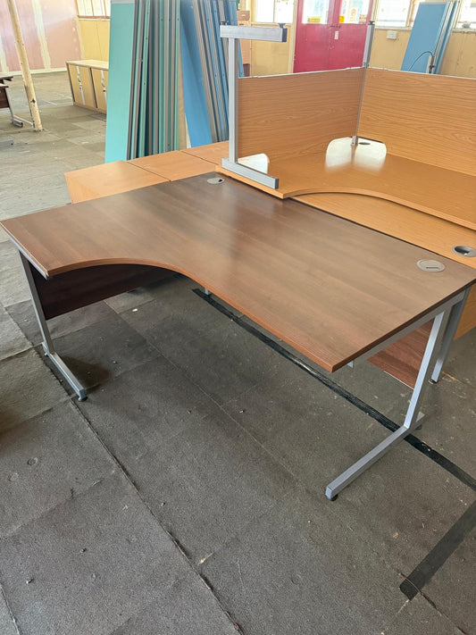 Desk, Wooden, Dark Brown, Radial 160cm x 120cm