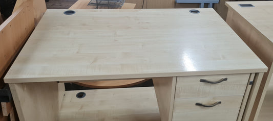Desk, wooden, straight with pedestal, 120cm x 80cm