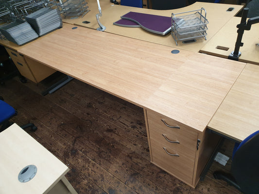 Desk, Straight, Wooden, 180cm + Drawer Unit