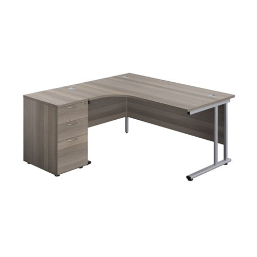 Twin Upright Radial Desk 1600mm LH w Pedestal