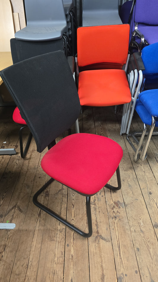 Red Upholstered Meeting Chair