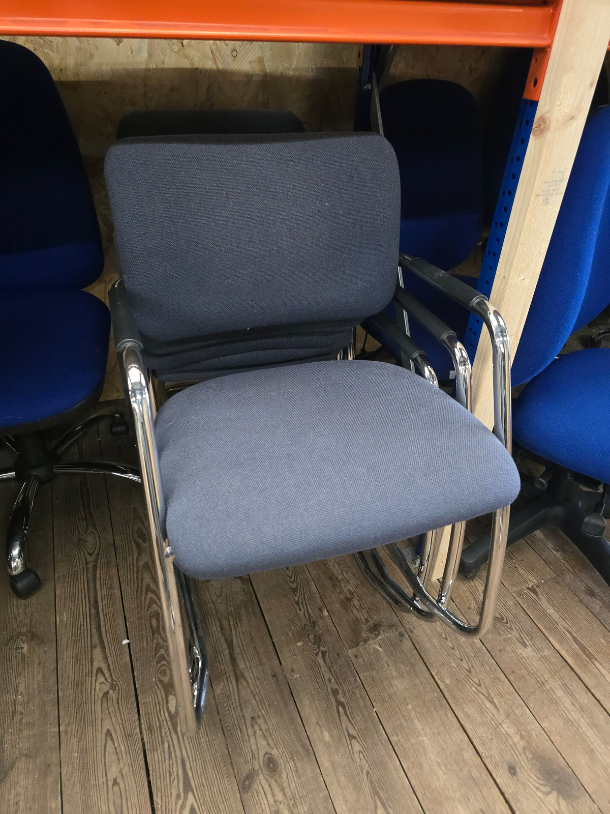 Grey Upholstered Stacking Chair