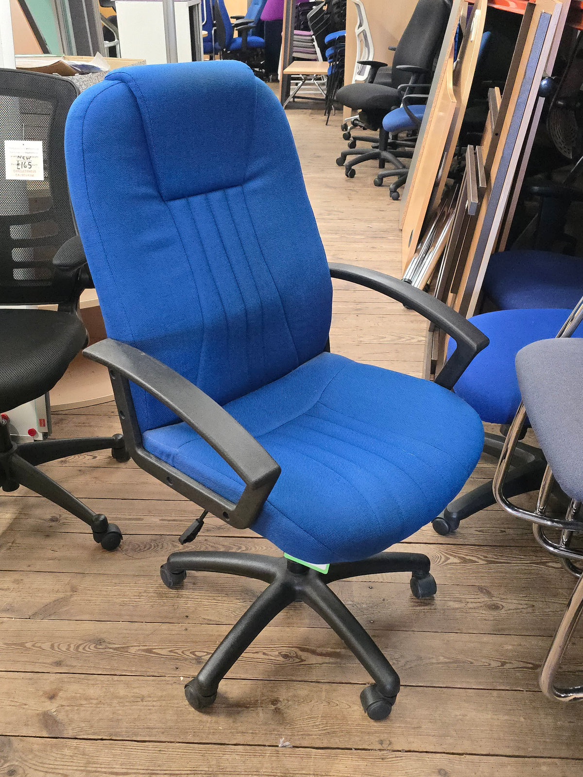 Blue Office Chair Fixed Arms