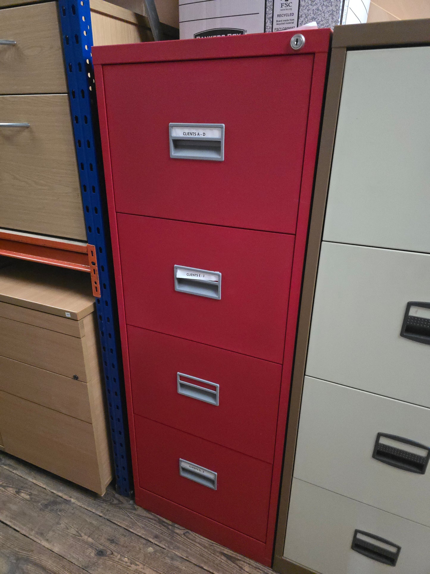4 drawer metal filing cabinet RED