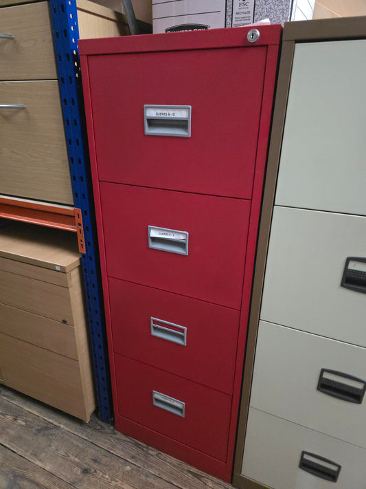 4 drawer metal filing cabinet RED