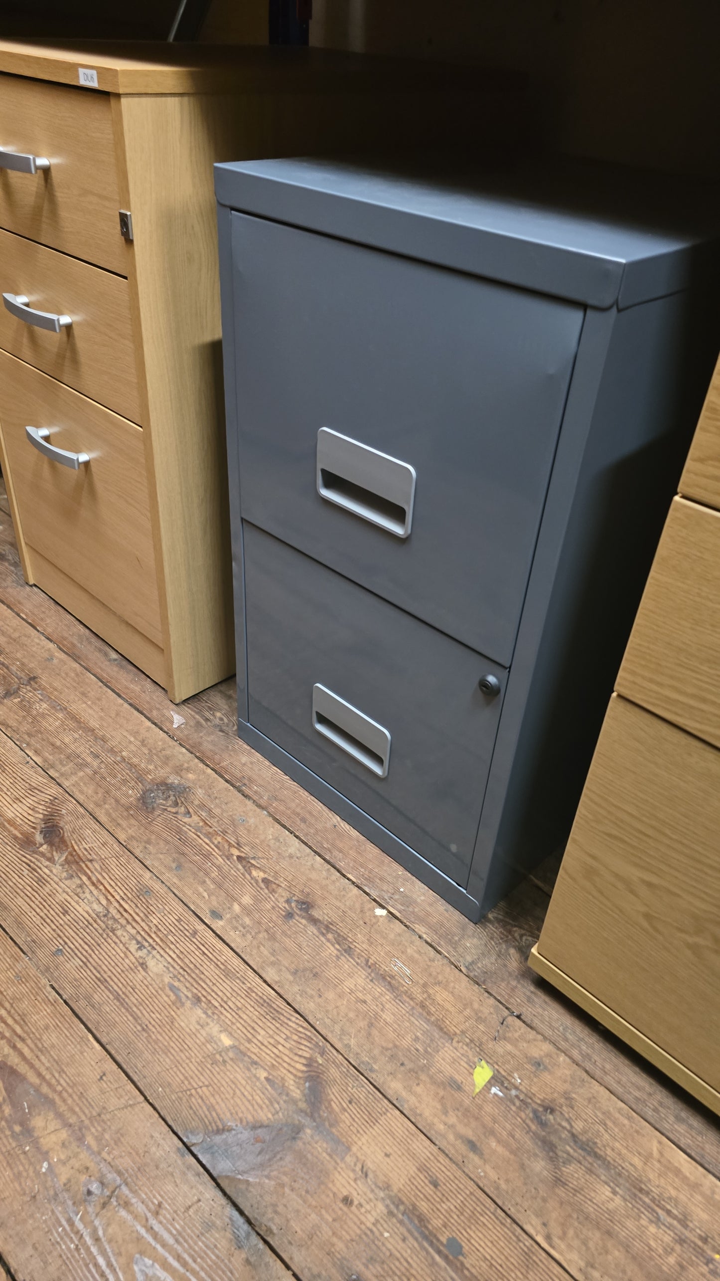 2 drawer metal filing cabinet Grey